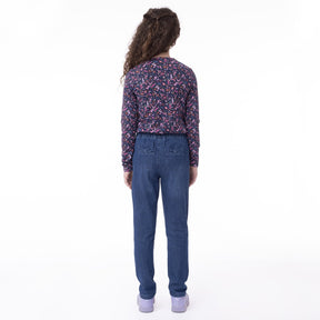 Pantalon pour enfant fille par Nanö | F2302-09 Denim Medium | Boutique Flos, vêtements mode pour bébés et enfants