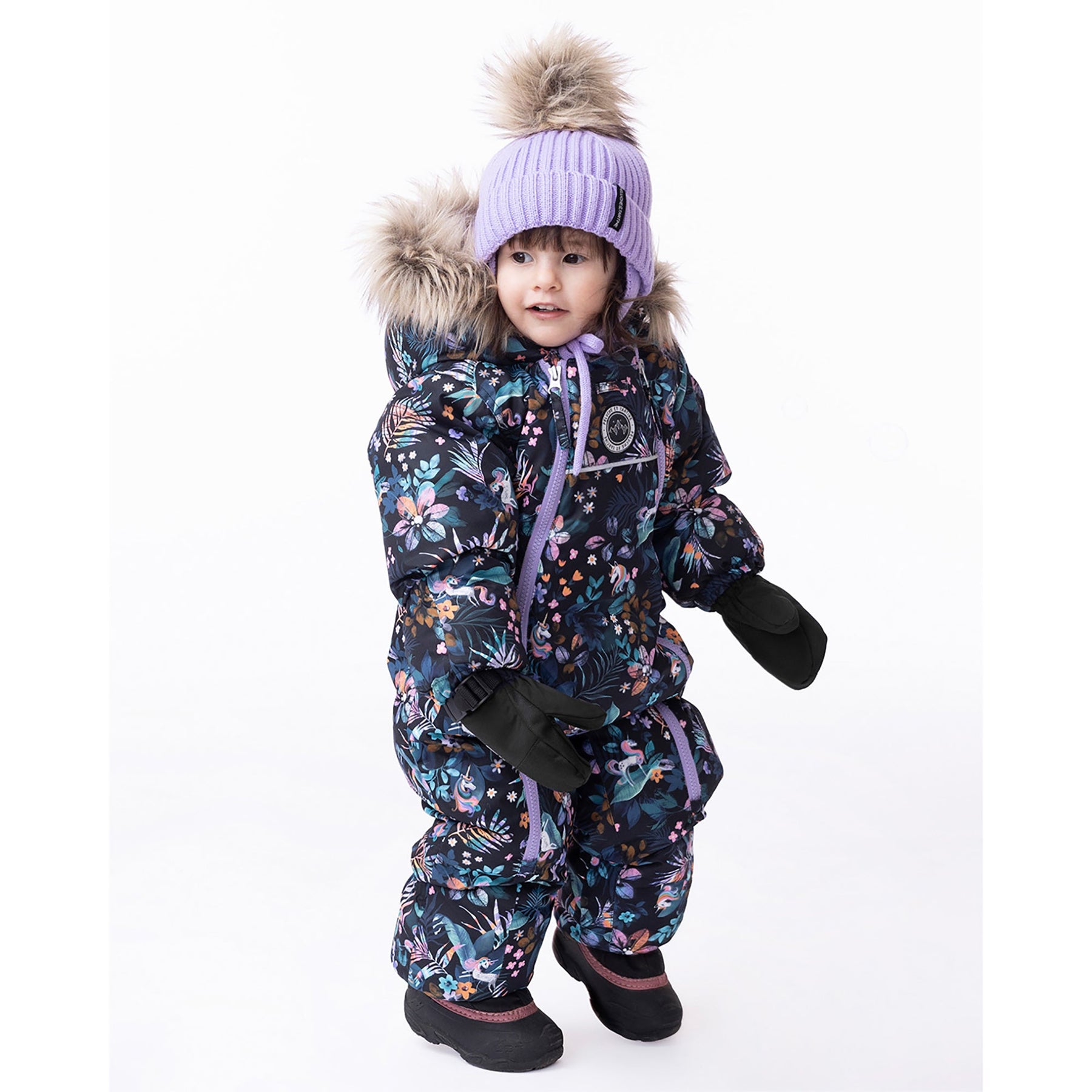 Habit de neige pour bébé fille par Peluche Et Tartine | Lilia F23M150 1 Noir | Boutique Flos, vêtements mode pour bébés et enfants