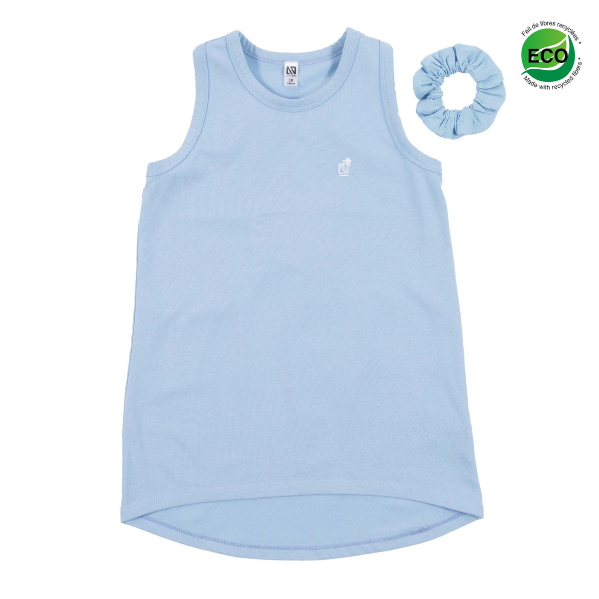 Camisole avec chouchou pour enfant fille et maman par Nanö | S22L50-08 Bleu Pâle | Boutique Flos, vêtements pour bébés et enfants