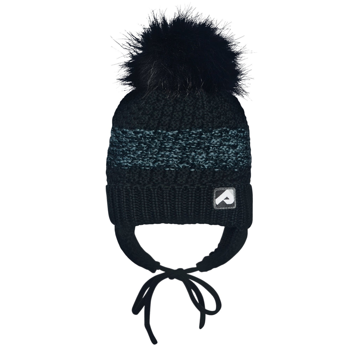 Tuque pour enfant fille & garçon par Perlimpinpin - TH1521B Blk/Lt Gray - Boutique Flos, vêtements pour bébés et enfants